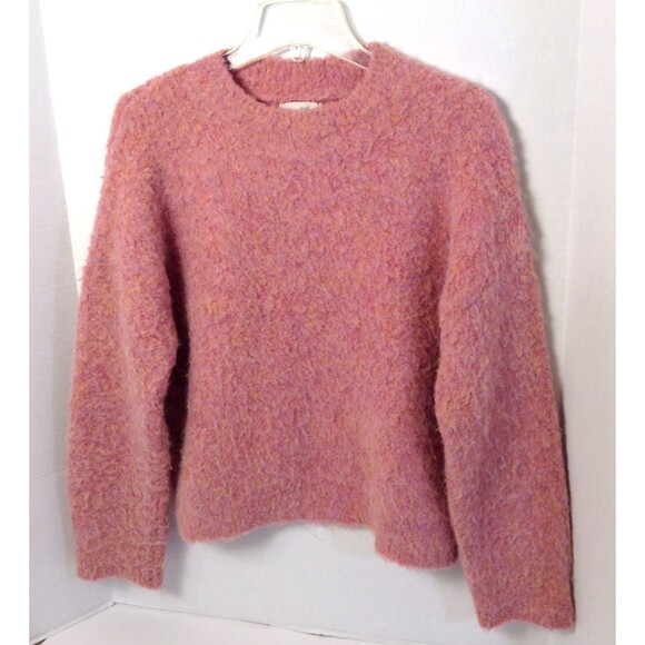 Universal Thread Sweater Wn S Pink Poly Wool Fuzzy Knit Chunky Boxy Grandma Boho - Picture 2 of 9